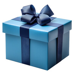 Wall Mural - blue gift box isolated on transparent background cutout