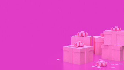 Wall Mural - Gift box on  Pink Background  for celebration or valentines concept 3d rendering..