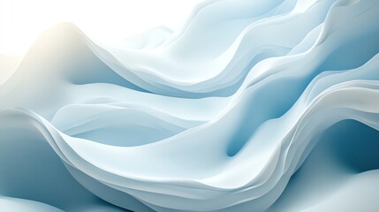 Poster - Serene Blue Abstract Waves: A Calming 3D Render