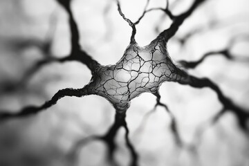 Aufkleber - Microscopic view of a neuron, showcasing its intricate network of dendrites and axon.