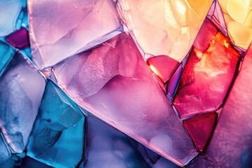 Aufkleber - Abstract image of colorful, crystalline structures resembling gemstones or ice, with vibrant hues and intricate details.