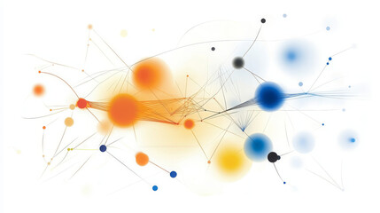 Poster - Dynamic illustration of artificial intelligence with colorful nodes and connections, representing data flow and technology. vibrant colors evoke sense of innovation and creativity