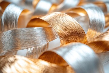 Poster - Intertwined gold and silver ribbons create a luxurious and abstract texture.