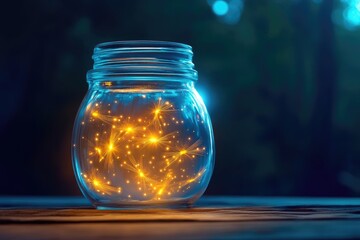 Poster - Captivating light display in a jar nature still life nighttime close-up enchantment
