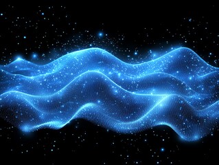 Canvas Print - glowing blue energy waves: a mesmerizing abstract artwork