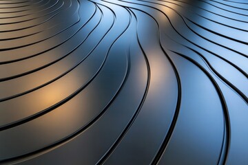Poster - Fluid wave patterns on metal surface modern design studio photography industrial environment close-up view abstract aesthetics