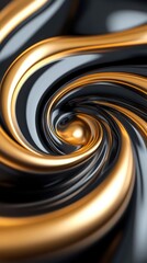 Poster - Swirling gold and black abstract design digital art modern aesthetics close-up view artistic concept