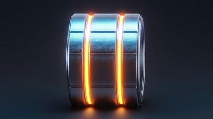 Poster - Futuristic metallic cylinder studio 3d render dark environment close-up view high-tech design