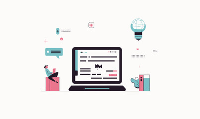 Poster - ai content generator and writer bot for e-commerce and marketing in flat design