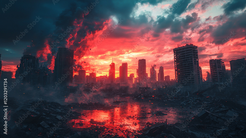 壊滅した都市の風景 Stock Illustration | Adobe Stock
