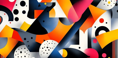 Poster - Abstract Geometric Shapes: Vibrant Color Block Composition