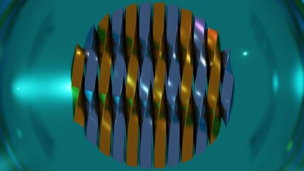 Wall Mural - Abstract background 3D animation shiny glass and metal reflective objects movement rotation play of light.