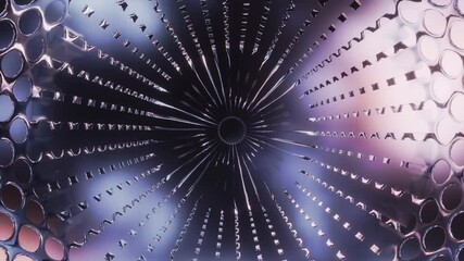 Wall Mural - Abstract background 3D animation shiny glass and metal reflective objects movement rotation play of light.