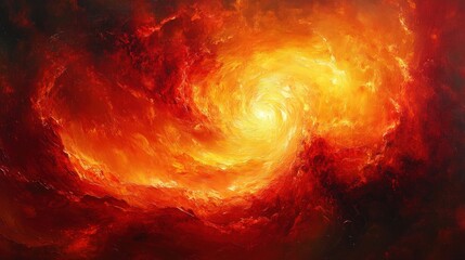 Canvas Print - Abstract fiery swirl, intense red and orange.