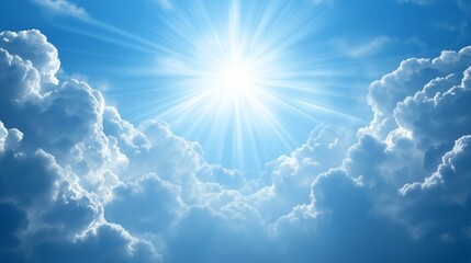 Wall Mural - beautiful scenic clouds illuminated by sunlight against blue sky, stunning nature background with de