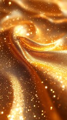 Poster - Rich golden shimmer background with a blend of shiny liquid particles and bright dusty grainy waves evoking the beauty of sunkissed sand ideal for cosmetic design templates