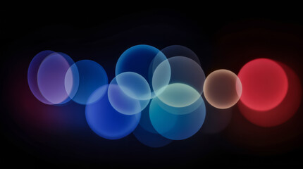 Wall Mural - colorful bokeh circles on dark background. abstract blurred lights, festive overlay for design proje