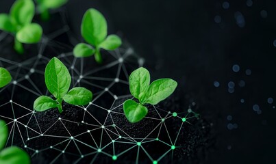 Poster - AI-Enhanced Agriculture, a graph illustrating the rise in crop yields attributed to artificial intelligence innovations in farming practices