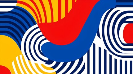 Poster - Geometric Harmony, An abstract design reflecting the interconnectedness of remote learning through intricate shapes and vibrant colors.