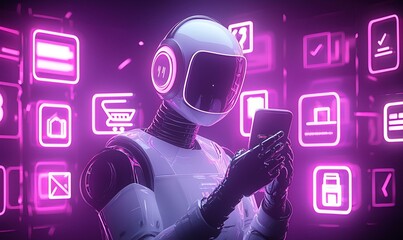 Poster - Futuristic Global E-Commerce Platform, a sleek digital marketplace showcasing advanced technology and seamless user experience for global trade.