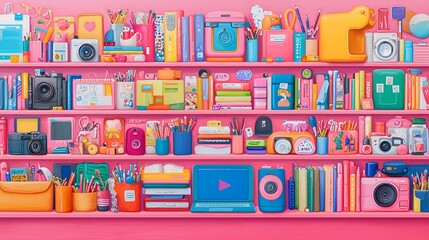 Poster - Vibrant digital artwork showcasing diverse virtual learning environments, featuring engaging elements and interactive experiences for students.
