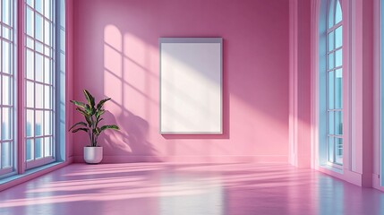 Poster - Sleek 3D render of a white clipboard placed on a soft pink minimalistic background with clean lines and a modern design creating a simple yet visually appealing composition
