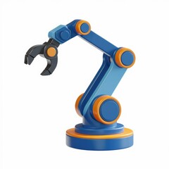 Poster - A 3D rendering of a robotic arm with a claw, showcasing automation and technology.