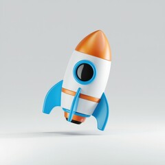 Poster - A cute cartoon rocket ship, ready for lift-off, symbolizes innovation and progress.