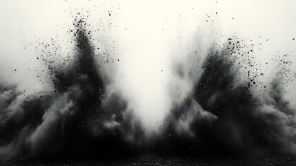 Fototapete - Striking dynamic explosion of black and white powder creating an abstract design resembling a modern art piece with swirling textures and bold contrasts perfect for graphic design wallpaper