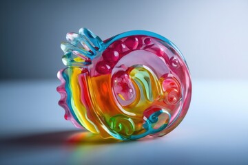 Poster - Multicolored glass sculpture resembling a stylized fish or abstract art piece.