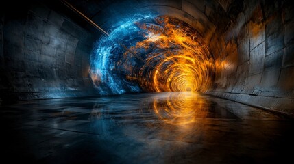 Aufkleber - Transformative dimensions of space-time futuristic tunnel digital art sci-fi environment surreal viewpoint