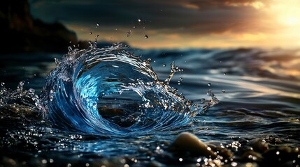 Poster - Exploring dynamic ocean waves close-up beachfront nature photography in a serene environment