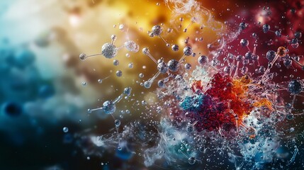 Leinwandbilder - Energy within atoms creating stories of molecular dynamics in abstract art science and nature exploration