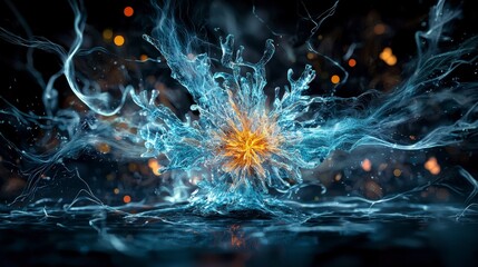 Poster - Flow of thought energy through the nervous system dynamic water explosion abstract concept vibrant environment close-up view
