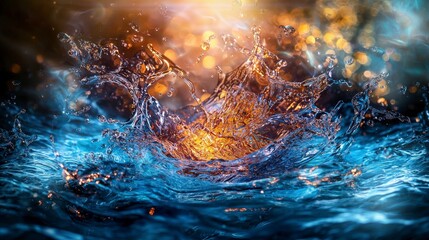 Poster - Dynamic water splash natural landscape photographic art vibrant atmosphere close-up view flowing energy of transformation