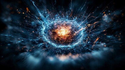Aufkleber - explosive energy burst digital realm abstract art dynamic atmosphere close-up view vital forces unle