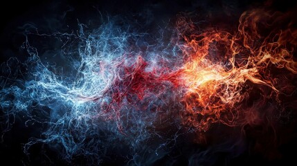 Poster - Dynamic energy flow artistry digital realm abstract visuals dark background close-up life force manifestation