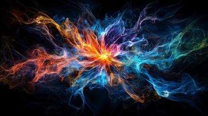 Poster - Dynamic energy burst fuels creative mutations abstract universe digital art dark background surreal concept