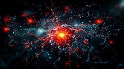 Leinwandbilder - Nerve fibers creating stories and memories experiments in science digital art abstract environment close-up view