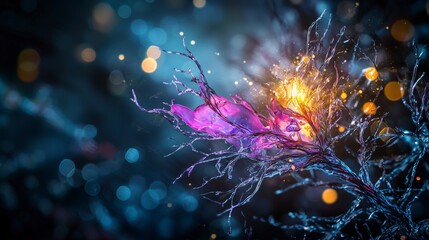 Aufkleber - Nerve fibers creating stories and memories visualizing neural connections in a dreamlike environment
