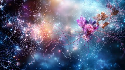 Poster - Nervous systems connecting to the universe a vast interconnected network in a cosmic setting