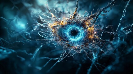Fototapete - Perception systems creating new realities eye of the neural network digital art futuristic environment conceptual view