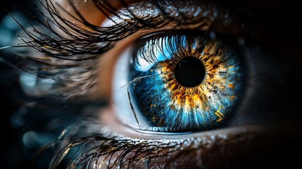 Poster - Vibrant human eye close-up an artistic exploration of perception through macro photography