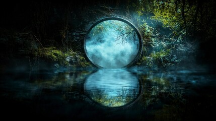 Aufkleber - Imaginative journey through a mystical portal enchanted forest digital art dreamlike atmosphere surreal perspective