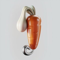 Poster - Carrot shaped like a bunny with a metal hook tail.