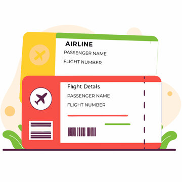 Airline travel boarding pass image. Flat style. Vector illustration