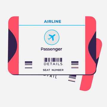 Airline travel boarding pass image. Flat style. Vector illustration