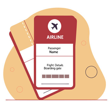 Airline travel boarding pass image. Flat style. Vector illustration