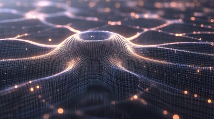 Poster - A futuristic depiction of neural network spheres in an atom shape, connected by glowing lines within a database.