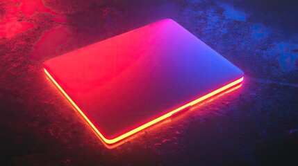 Poster - A glowing neon laptop on a dark background, surrounded by futuristic digital elements, symbolizing advanced technology.